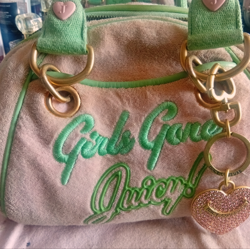 Juicy Couture Pink and Green Travel Bag